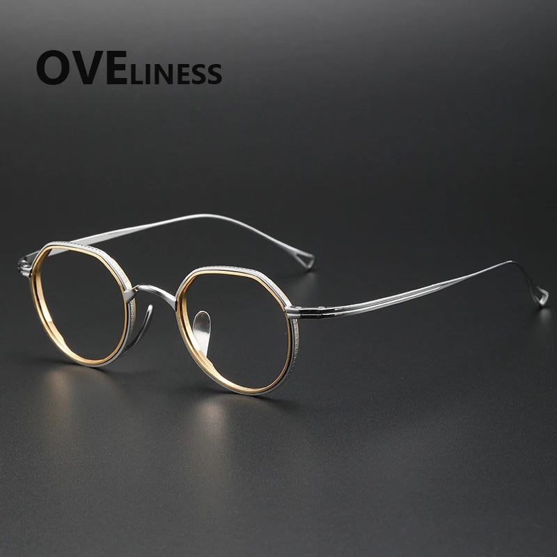 Oveliness Women's Full Rim Flat Top Round Titanium Eyeglasses 62123
