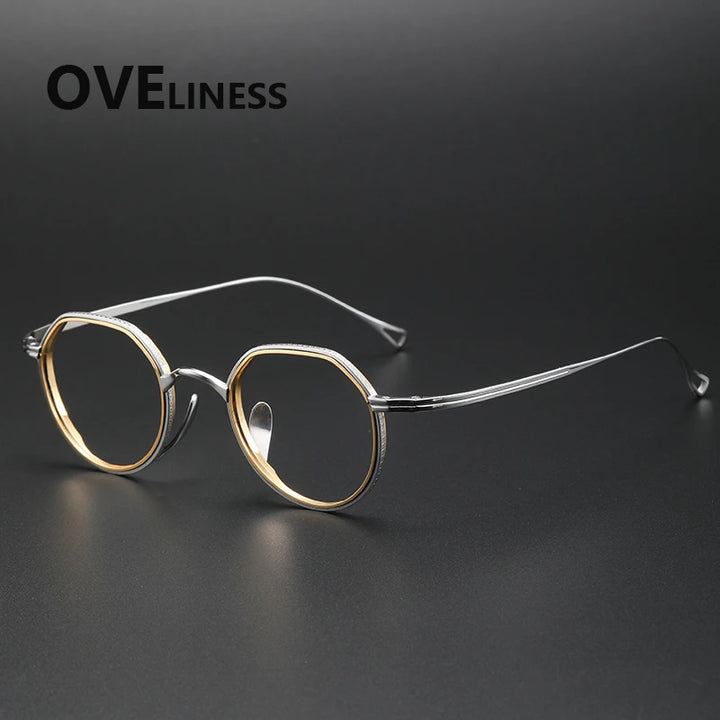 Oveliness Women's Full Rim Flat Top Round Titanium Eyeglasses 62123