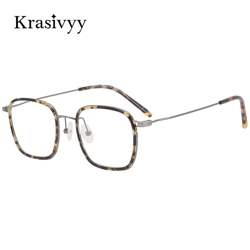 Krasivyy Men's Full Rim Square Tr 90 Titanium Eyeglasses Kr16044 Full Rim Krasivyy   