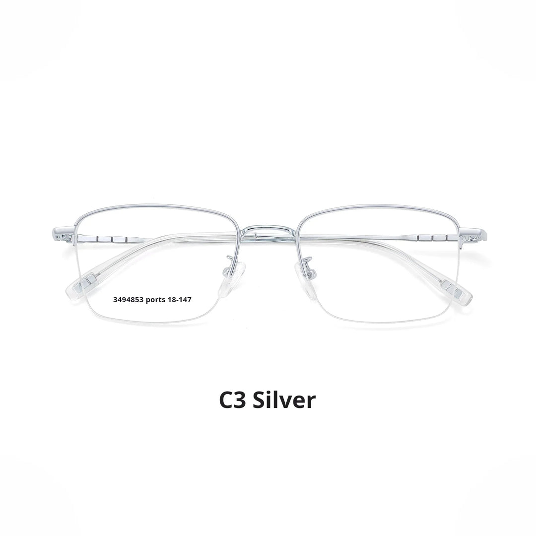 Xbora Unisex Semi Rim Polygon Square Alloy Eyeglasses 534948