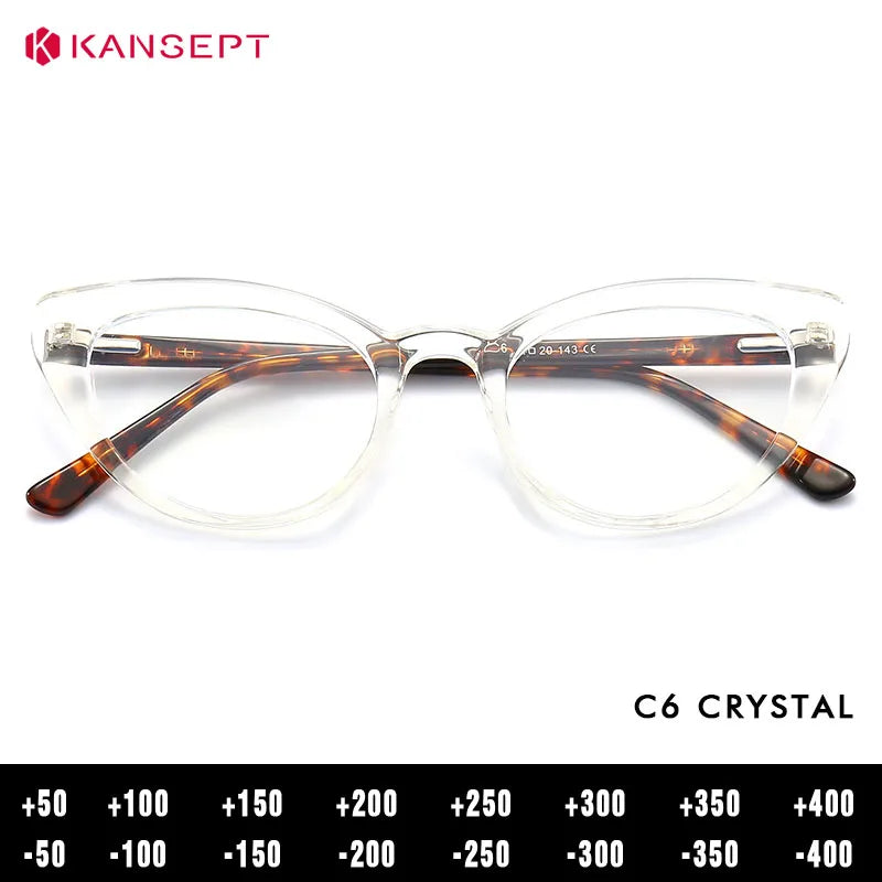 Kansept Women's Full Rim Oval Cat Eye Tr 90 Alloy Reading Glasses 58338