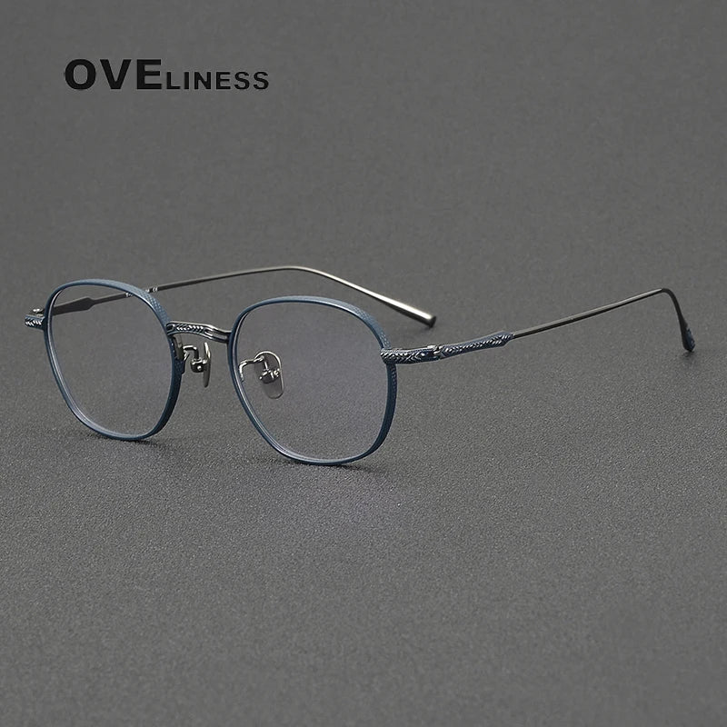 Oveliness Women's Full Rim Oval Square Titanium Eyeglasses 44301 Full Rim Oveliness blue gun