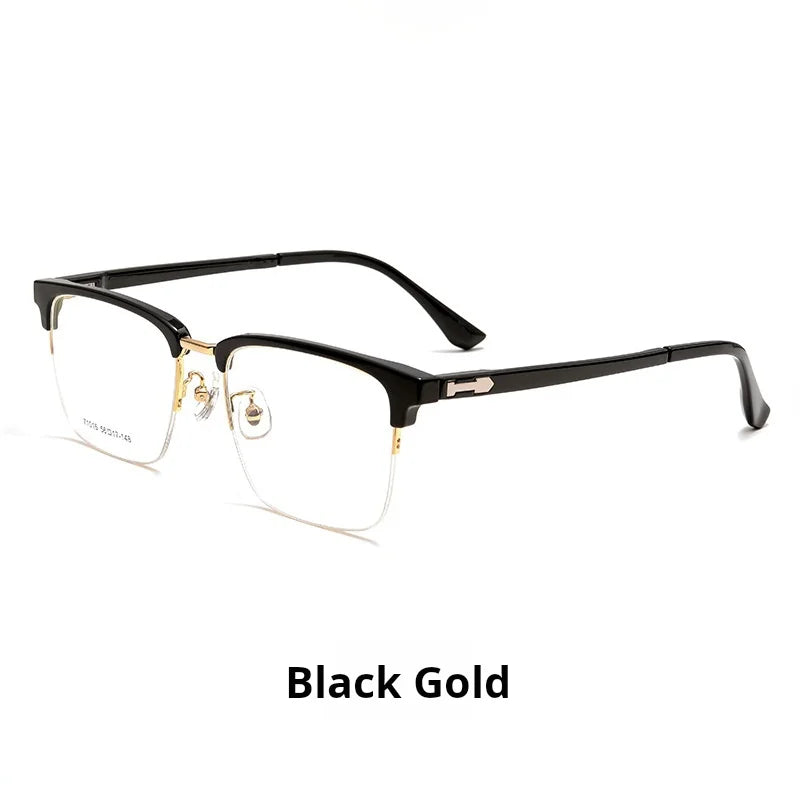 Momoja Men's Semi Rim Square Tr 90 Titanium Alloy Eyeglasses 71016