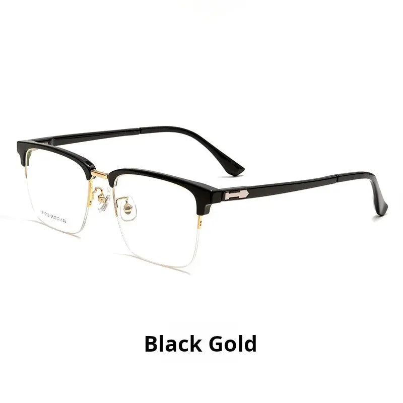 Momoja Men's Semi Rim Square Tr 90 Titanium Alloy Eyeglasses 71016.