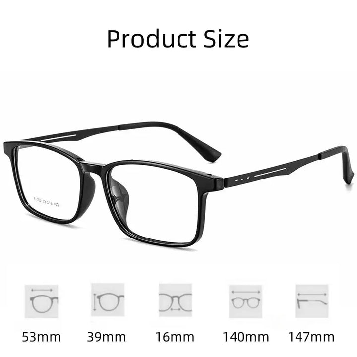 Hdcrafter Unisex Full Rim Rectangle Titanium Tr 90 Frames 100200 FuzWeb