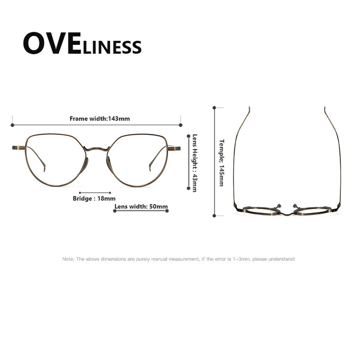 Oveliness Unisex Full Rim Square Cat Eye Titanium Eyeglasses 643002