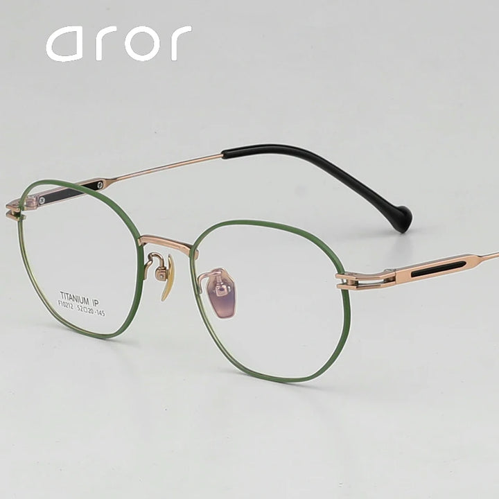 Aror Unisex Full Rim Polygon Square Titanium Eyeglasses 10212 Full Rim Aror