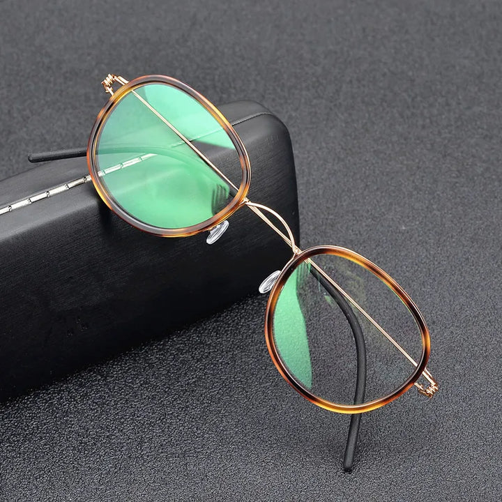 Aimee Unisex Full Rim Oval Square Acetate Titanium Eyeglasses 314569