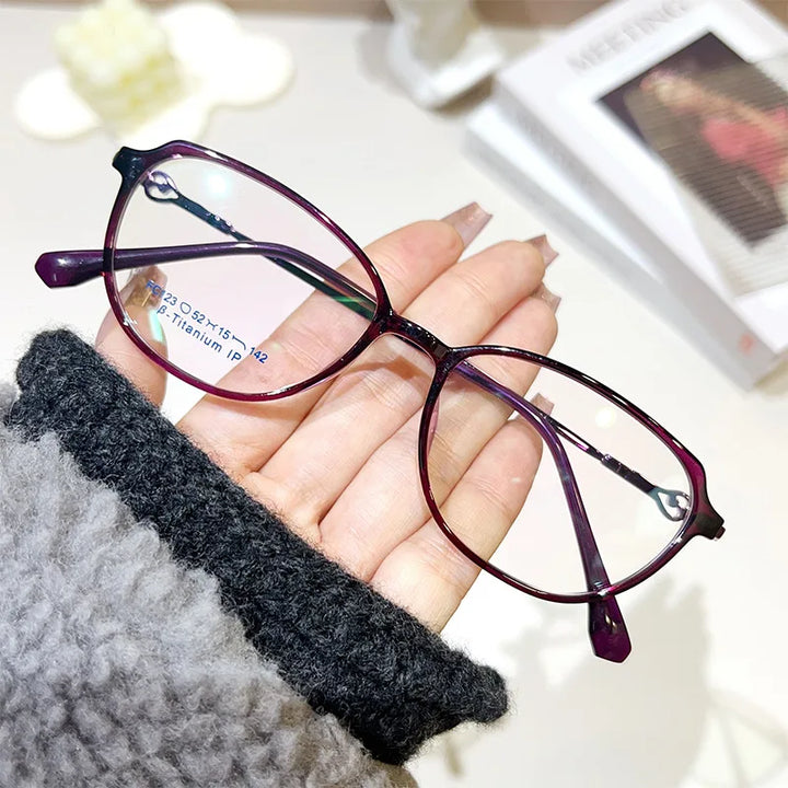 Yimaruli Women's Small Full Rim Cat Eye Square Alloy Eyeglasses F123x Full Rim Yimaruili Eyeglasses Purple  
