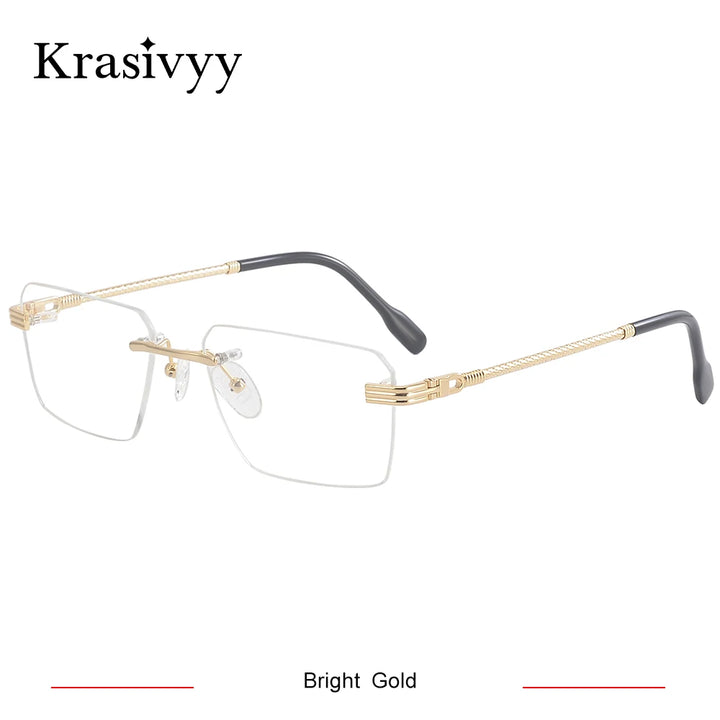 Krasivyy Unisex Rimless Flat Top Polygon Titanium Eyeglasses 650032