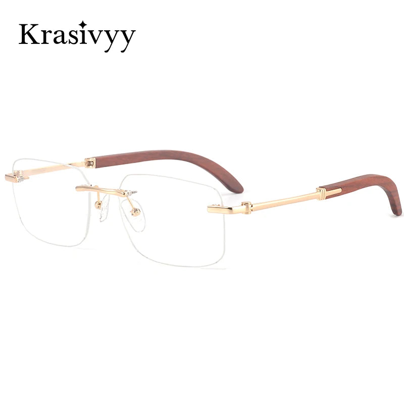 Krasivyy Men's Rimless Square Titanium Prescription Eyeglasses KR16091