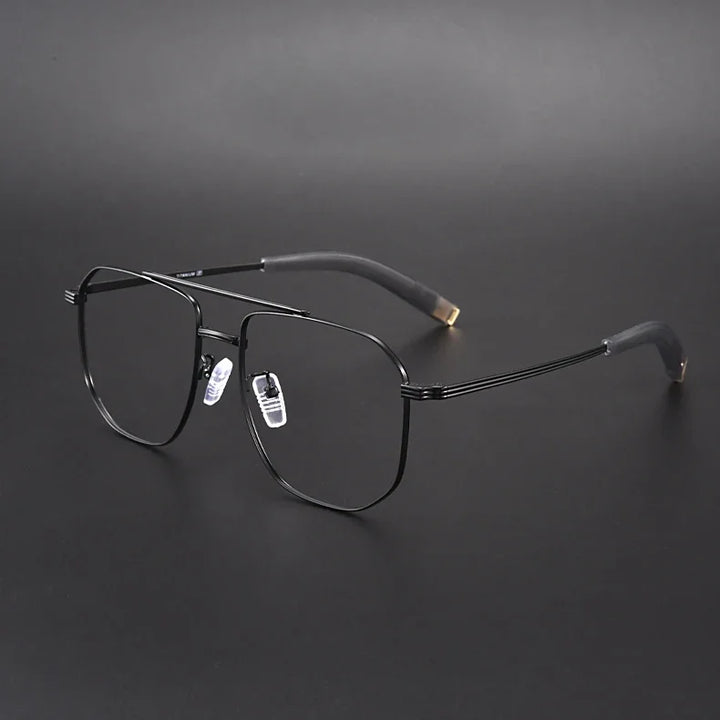 Aror Unisex Full Rim Square Double Bridge Titanium Eyeglasses 40942 Full Rim Aror C1