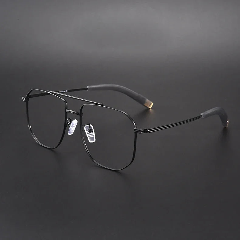 Aror Men's Full Rim Square Double Bridge Titanium Eyeglasses 190942