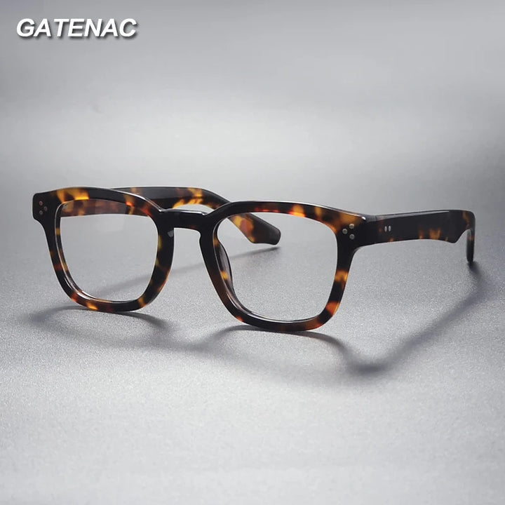 Gatenac Men's Full Rim Square Acetate Thick Temple Eyeglasses Gxyj1500 Full Rim Gatenac   