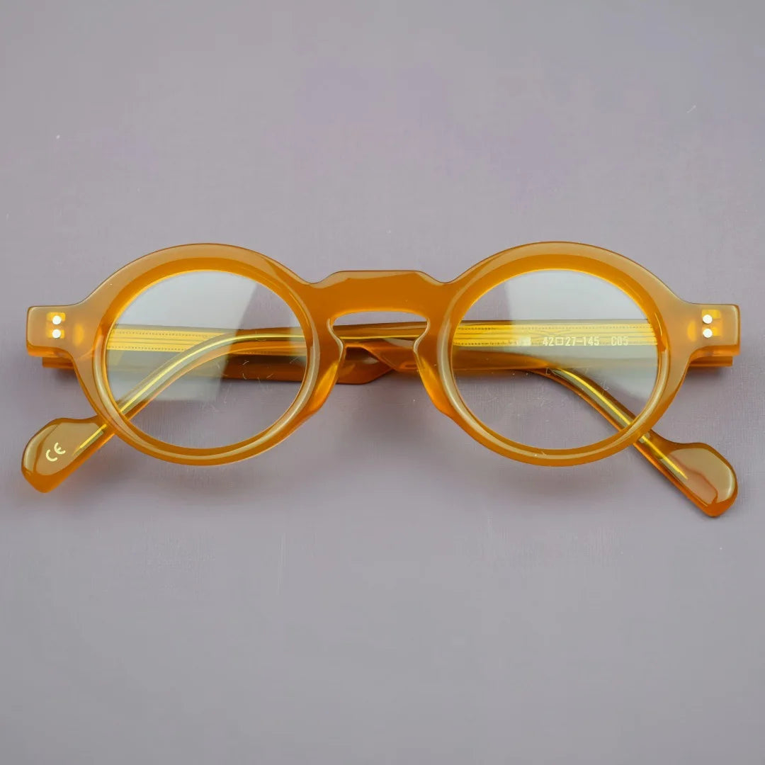 Hewei Women's Full Rim Round Thick Acetate Temple Eyeglasses 23118