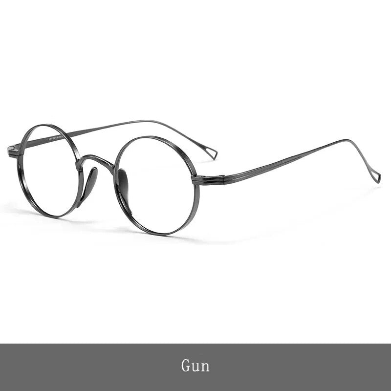 Hdcrafter Unisex Full Rim Round Titanium Eyeglasses Ft3001 Full Rim Hdcrafter Eyeglasses Gun  