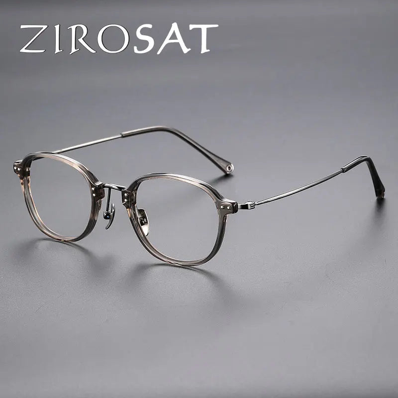 Zirosat Unisex Full Rim Oval Square Titanium Acetate Eyeglasses 42350 Full Rim Zirosat