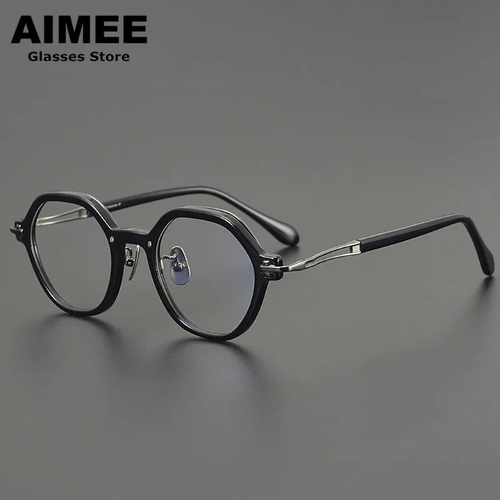 Aimee Unisex Full Rim Polygon Round Titanium Acetate Eyeglasses 691453