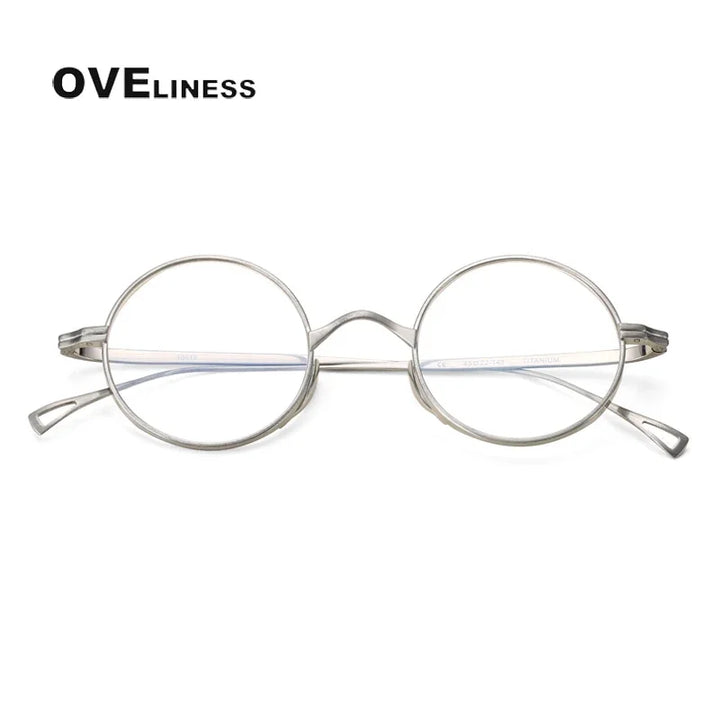 Oveliness Unisex Full Rim Round Titanium Eyeglasses R10518 Full Rim Oveliness silver  