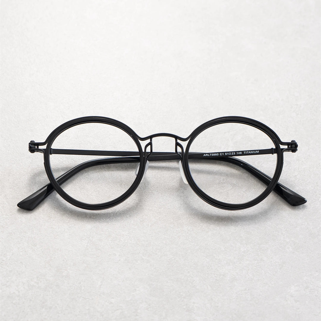 Blackmask Unisex Full Rim Round Titanium Eyeglasses BM-T5860A