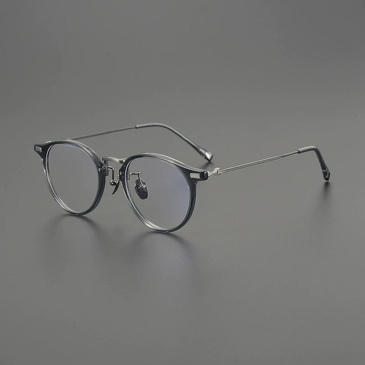 Gatenac Unisex Full Rim Round Acetate Titanium Eyeglasses G8001