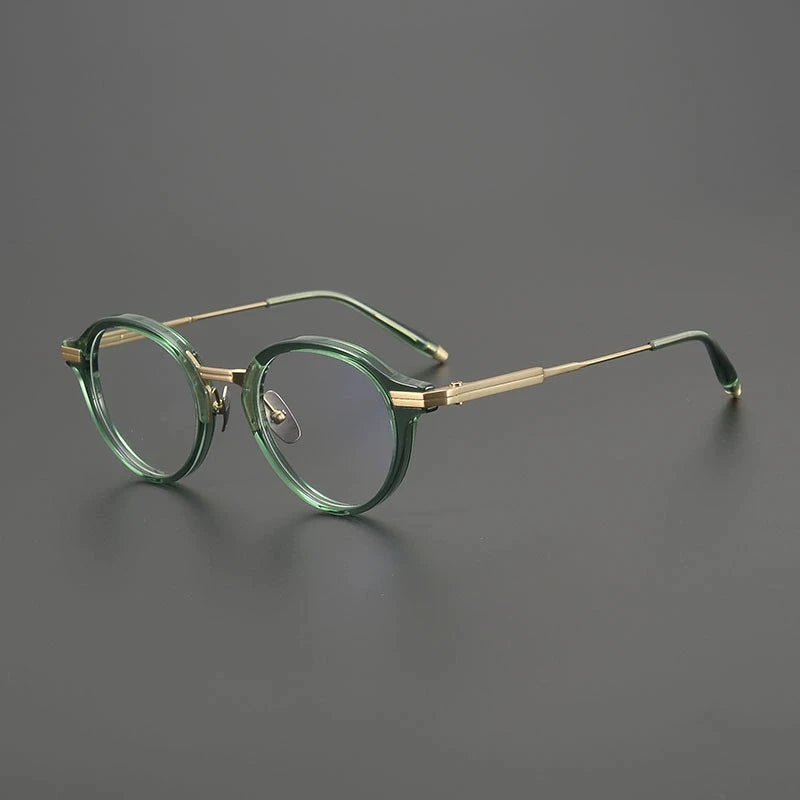 Gatenac Unisex Full Rim Oval Round Acetate Titanium Eyeglasses G9828