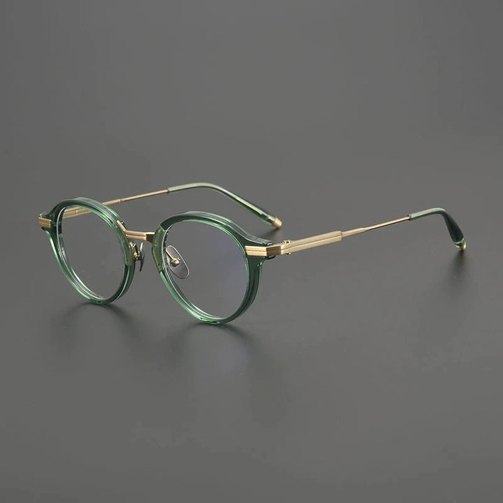Gatenac Unisex Full Rim Oval Round Acetate Titanium Eyeglasses G9828