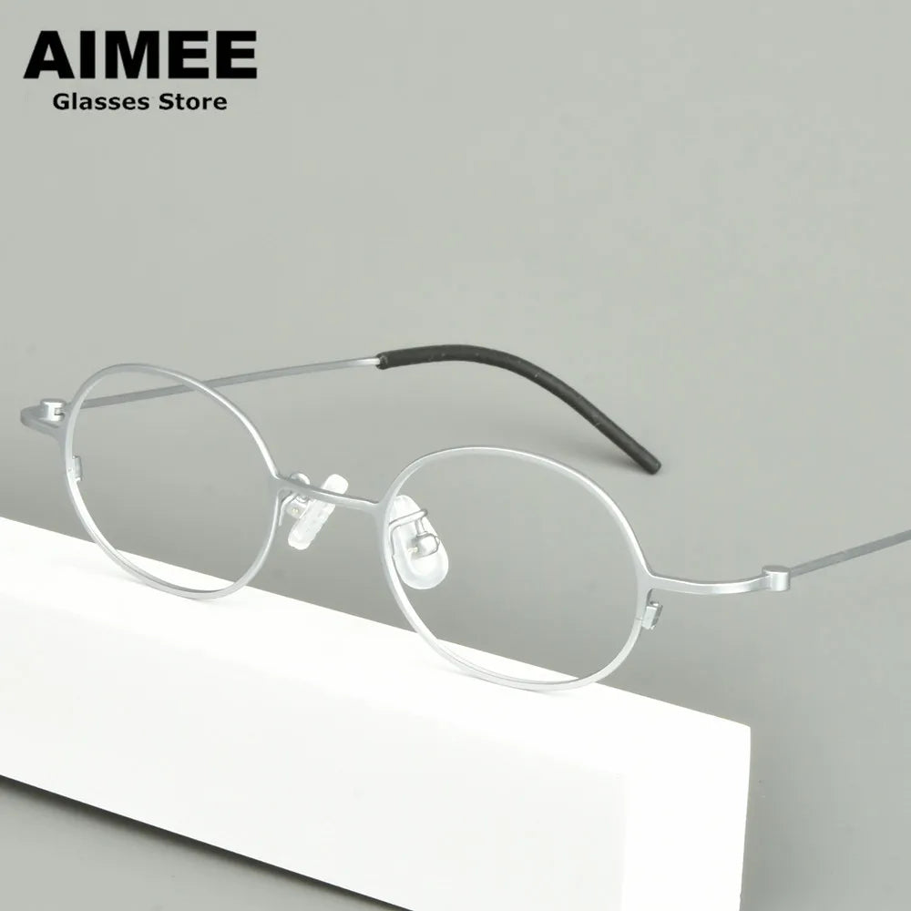 Aimee Unisex Full Rim Small Round Titanium Eyeglasses 14516 Full Rim Aimee   