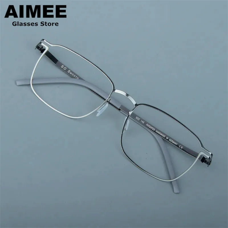 Aimee Unisex Full Rim Square Screwless Steel Eyeglasses 14318 Full Rim Aimee   