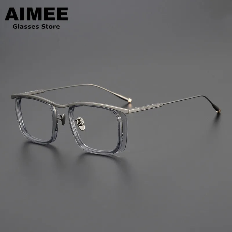 Aimee Unisex Full Rim Square Brow Line Titanium Acetate Eyeglasses 2018 Full Rim Aimee Grey  