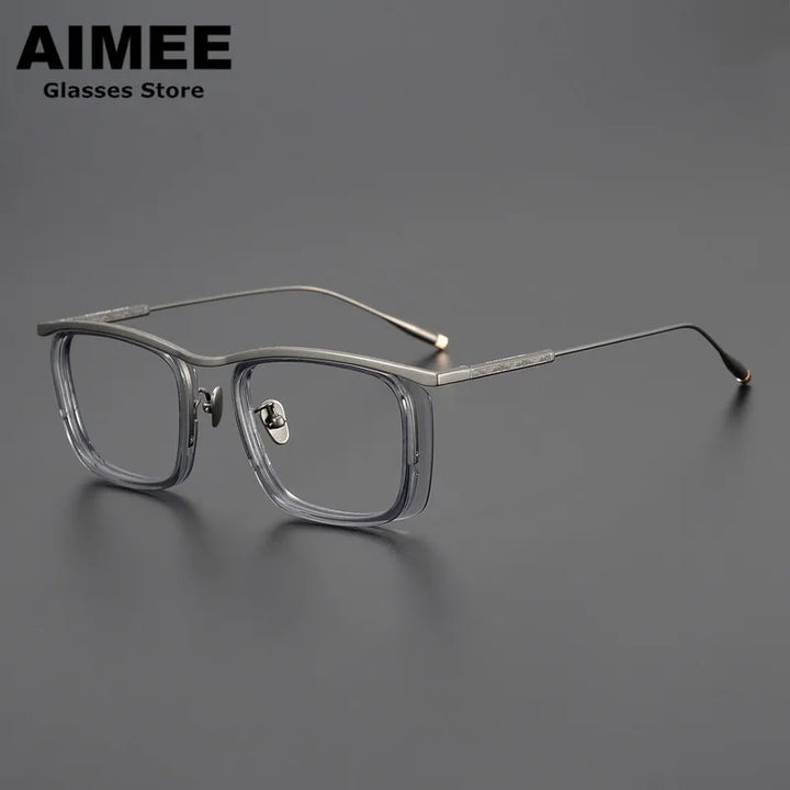 Aimee Unisex Full Rim Square Brow Line Titanium Acetate Eyeglasses 2018 Full Rim Aimee Grey  