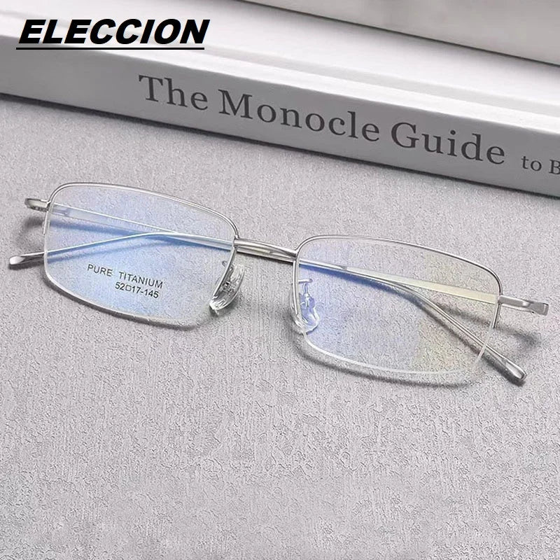 Eleccion Unisex Semi Rim Square Titanium Eyeglasses 8093 Semi Rim Eleccion