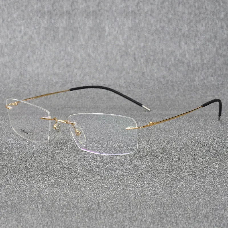 Brightzone Women's Rimless Square Titanium Alloy Eyeglasses 76210 Rimless Brightzone Gold