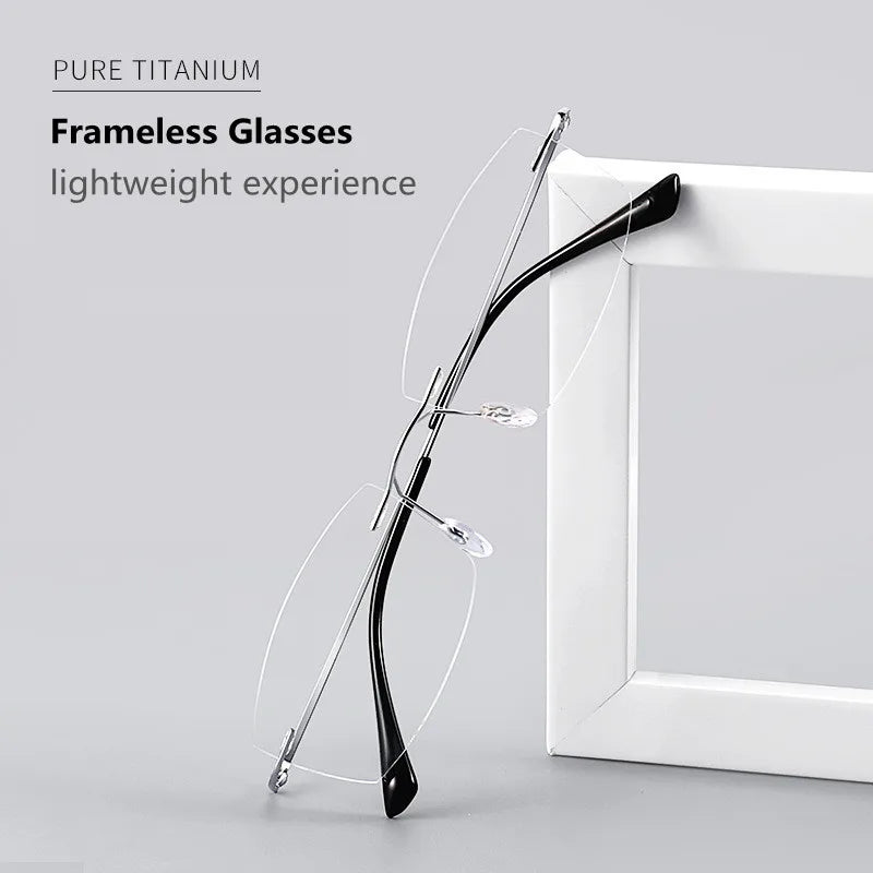 Kocolior Unisex Rimless Square Titanium Hyperopic Reading Glasses 8161 Reading Glasses Kocolior   