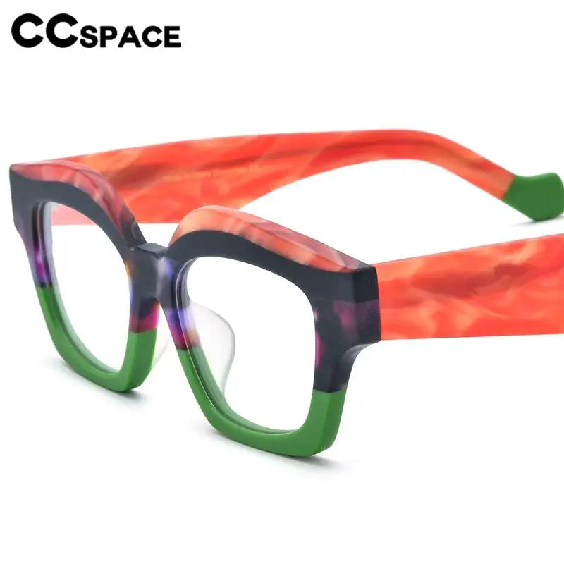 CCspace Unisex Full Rim Square Acetate Eyeglasses 57163 Full Rim CCspace   
