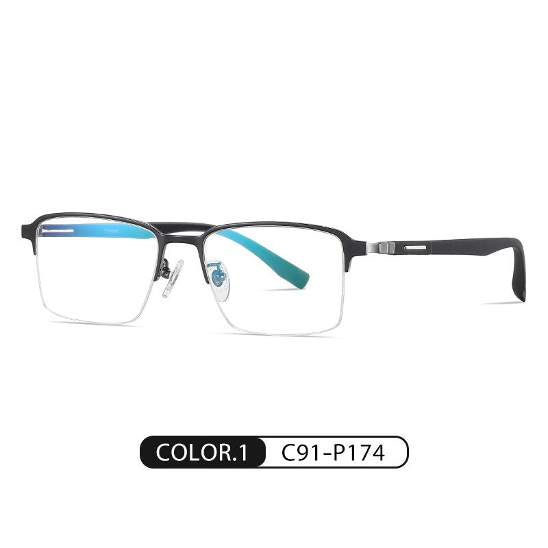Zirosat Men's Semi Rim Square Tr 90 Titanium Eyeglasses St6208 Semi Rim Zirosat C1  