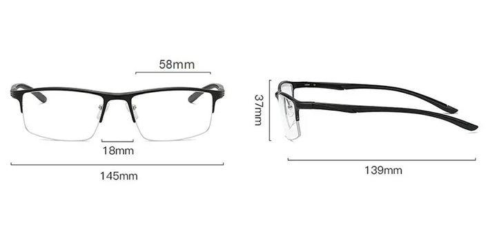 Eleccion Men's Semi Rim Square Aluminum Alloy Eyeglasses 4663