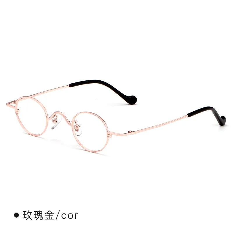 Cubojue Unisex Full Rim Small Round Titanium Eyeglasses Reading Glasses Cubojue Gold no function lens 0 