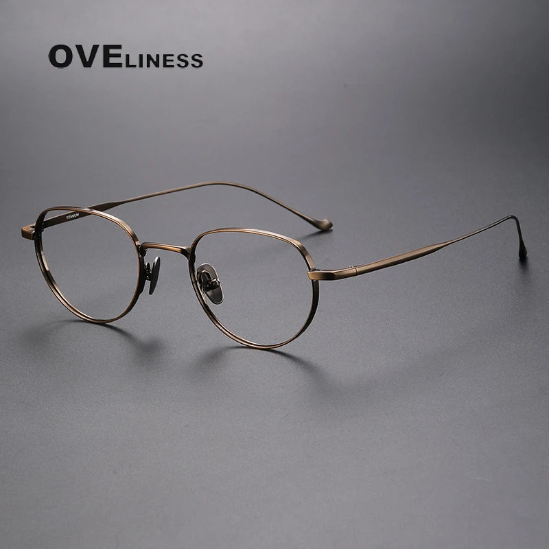 Oveliness Unisex Full Rim Oval Titanium Eyeglasses 0100 Full Rim Oveliness bronze  
