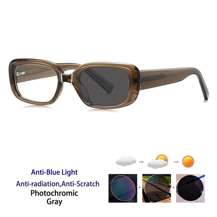 Kocolior Unisex Full Rim Square Acetate Photochromic Reading Glasses 412241