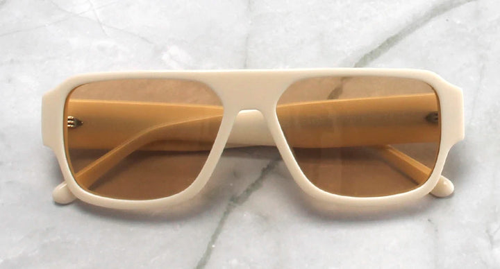 Esnbie Unisex Full Rim Flat Top Polygon Acetate Sunglasses 241501