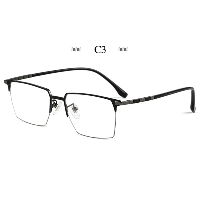 Hotochki Men's Full Rim Square Titanium Tr 90 Eyeglasses 86327