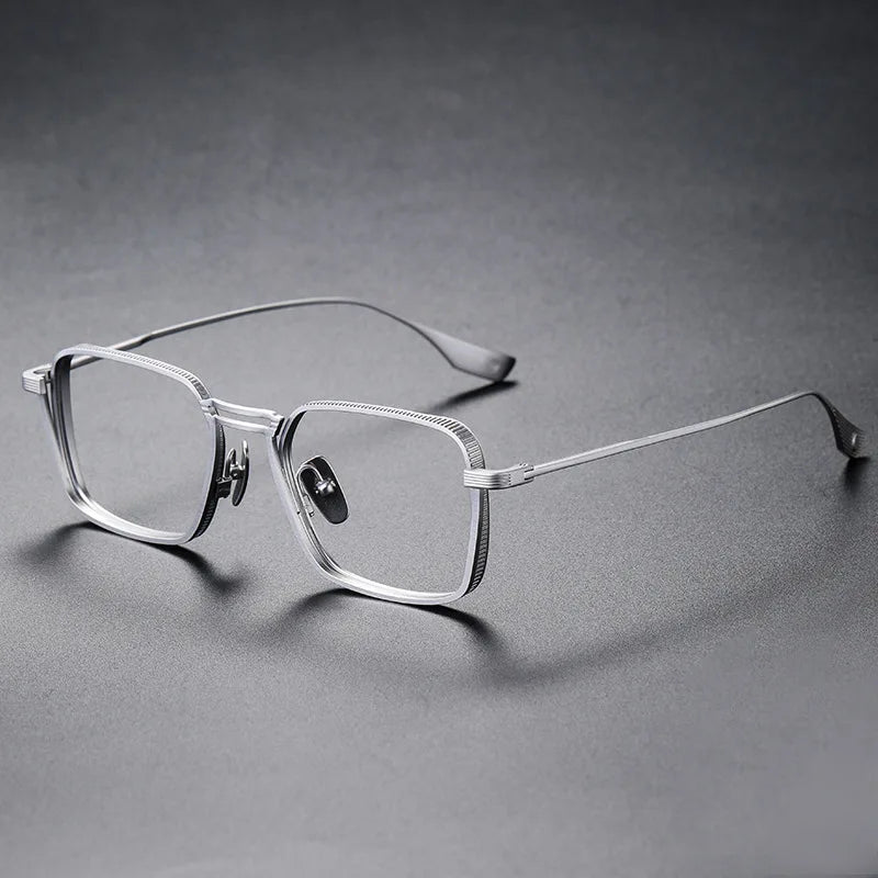 Zirosat Men's Full Rim Square Double Bridge Titanium Eyeglasses 958125