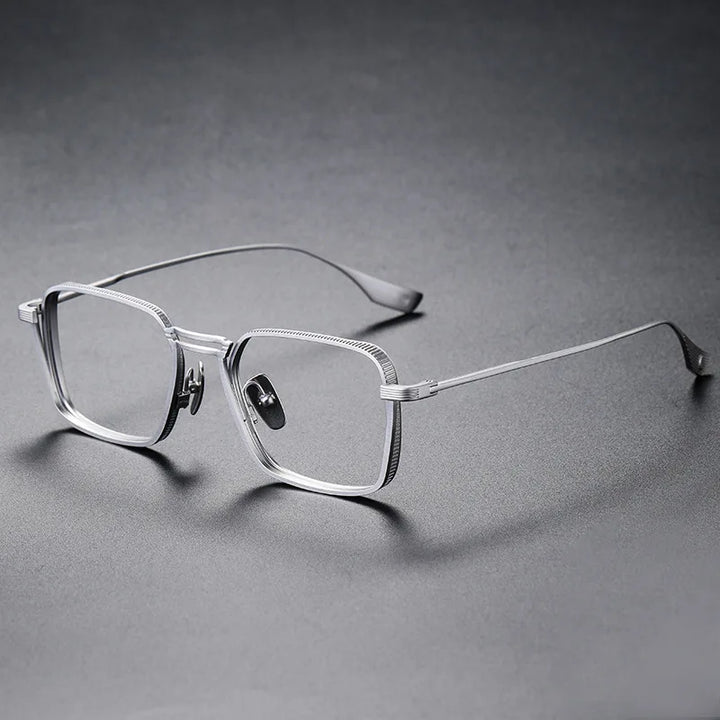 Zirosat Men's Full Rim Square Double Bridge Titanium Eyeglasses 958125