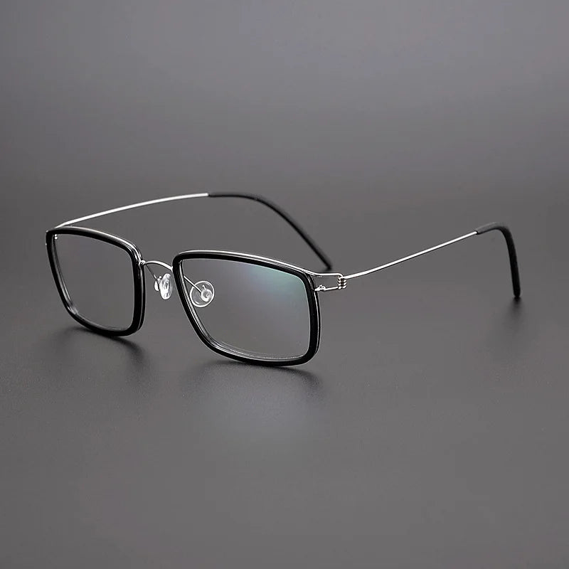 Black Mask Unisex Full Rim Rectangle Titanium Acetate Eyeglasses 5039 Full Rim Black Mask Black-Silver  