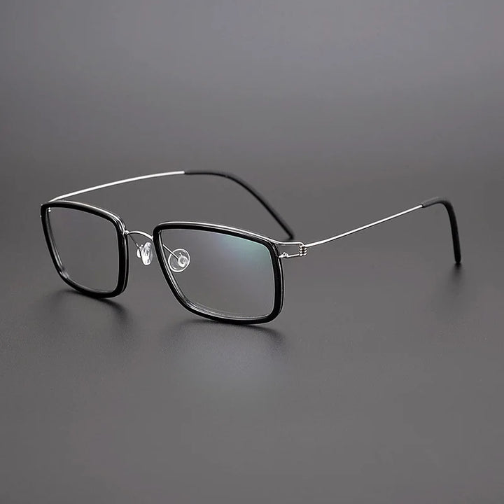 Black Mask Unisex Full Rim Rectangle Titanium Acetate Eyeglasses 5039 Full Rim Black Mask Black-Silver  