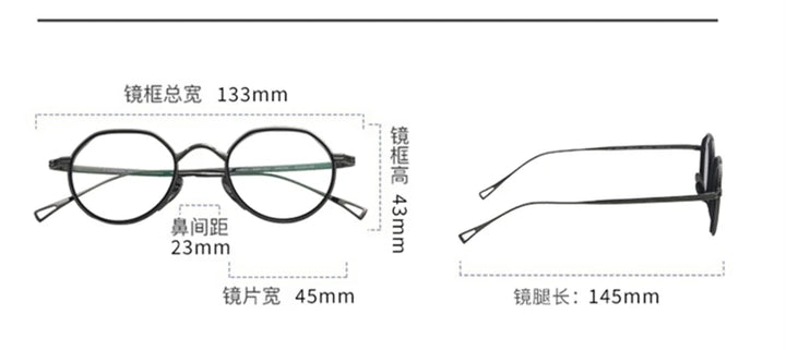 Black Mask Women's Full Rim Flat Top Round Titanium Eyeglasses 361221