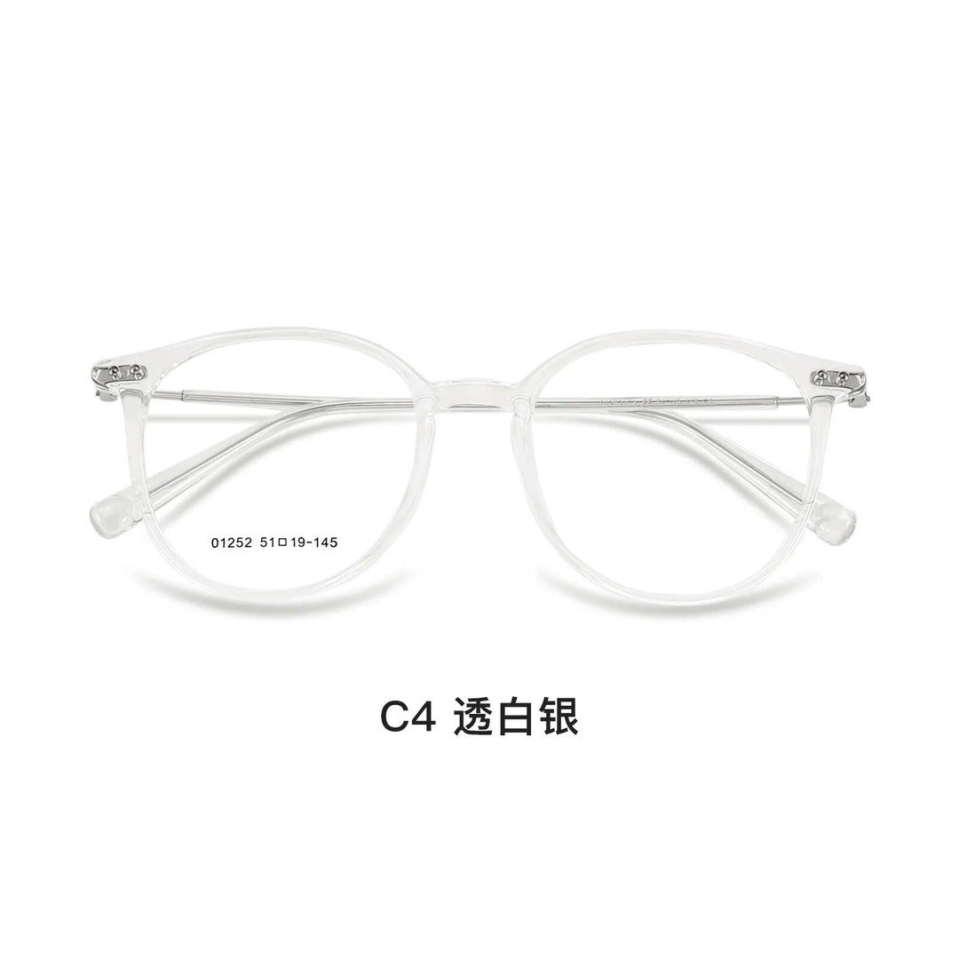 Yimaruil Unisex Full Rim Square Tr 90 Eyeglasses  01252 Full Rim Yimaruili Eyeglasses White Silver  