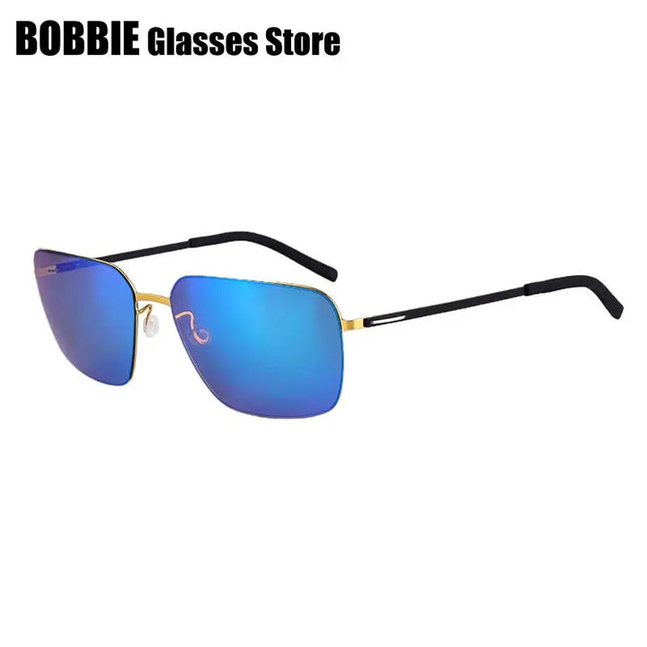 Bobbie 800131 Men’s Screwless Full Rim Square Titanium Sunglasses FuzWeb