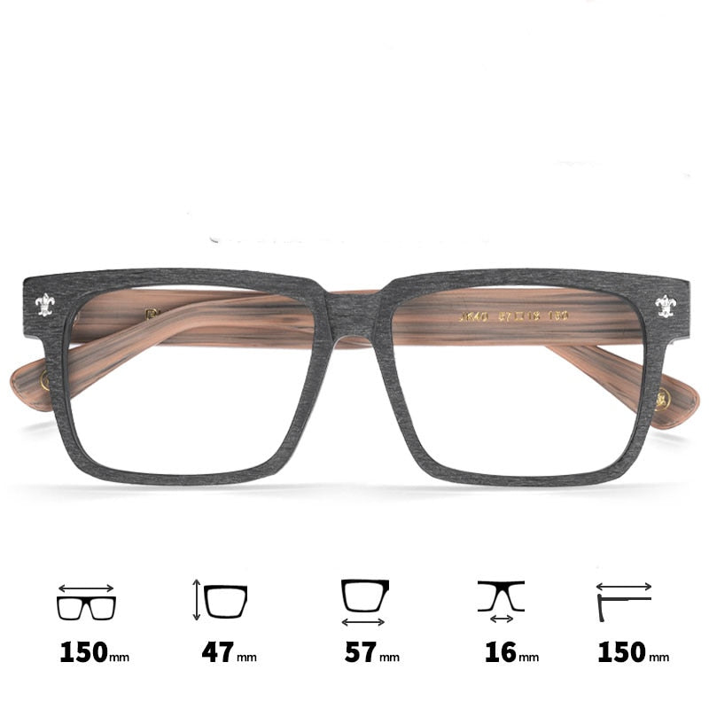 Hdcrafter Unisex Full Rim Big 150mm Square Wood Eyeglasses Jk040 Full Rim Hdcrafter Eyeglasses Black Brown  